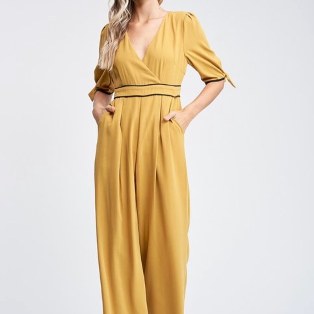 New Mustard Short sleeve Jumpsuit Pants Business